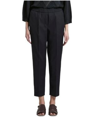 Peserico Side-Stripe Pressed-Crease Pants - Black