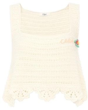 Chloé Sleeveless Cropped Top - Natural