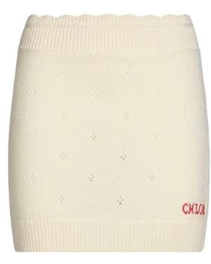 Chloé Embroideredlogo Asymmetric Knit Midi Skirt - Natural