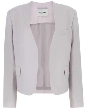 Low Classic Single Breasted Collarless Tailored Blazer - Gray