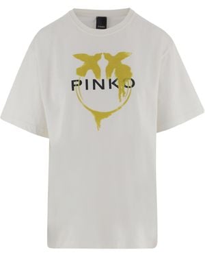 Pinko Logo-Print Cotton T-Shirt - Gray