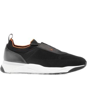 Santoni Knitted Panelled Trainers - Black