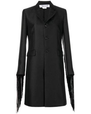 Comme des Garçons Fringe-Sleeve Single-Breasted Coat - Black