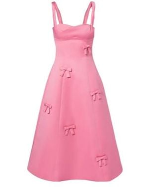 Leo Beatrice Bow-Detail Midi Dress - Pink