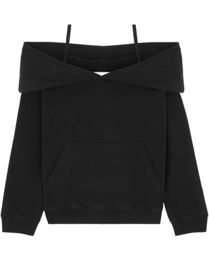 MM6 by Maison Margiela Off-Shoulder Long Sleeved Sweatshirt - Black