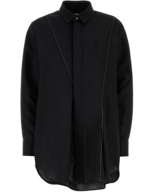 Sacai Curved Hem Suiting Shirt - Black