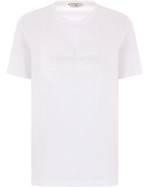 Elisabetta Franchi Logo Detailed Crewneck T-Shirt - White