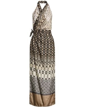 Brunello Cucinelli Satin Sleeveless Tiedetail Dress - Natural