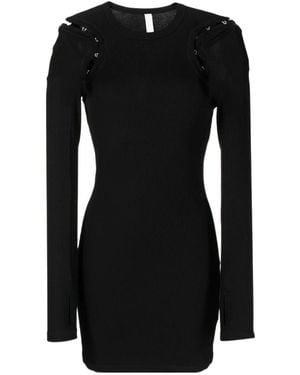 Dion Lee Hook And Eye Ribbed Crewnck Mini Dress - Black