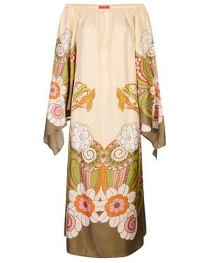 La DoubleJ Floral-Print Silk-Satin Maxi Dress - Natural