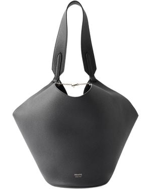 KHAITE Small Textured-Leather Tote - Black