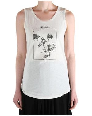 Ann Demeulemeester 'Wildflower' Print Mexi Wrinkled Cropped Tank Top - White