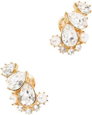 Oscar de la Renta Crystal-Embellished-Tone Earrings - White