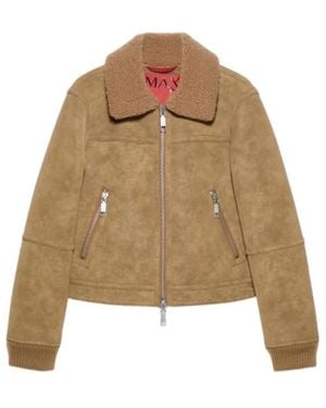 MAX&Co. Cropped Bomber Jacket - Natural