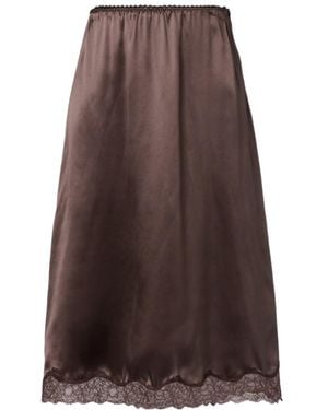 Magda Butrym Lace-Trimmed Midi Skirt - Brown