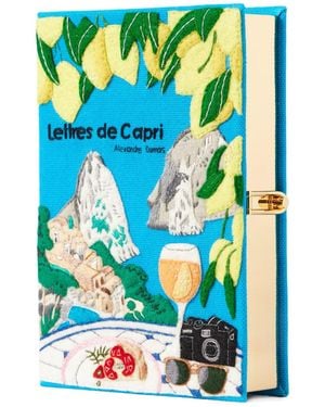 Olympia Le-Tan Embroidered Canvas Clutch - Blue