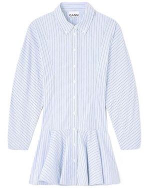 Ganni Stripe Shirt Dress - Blue