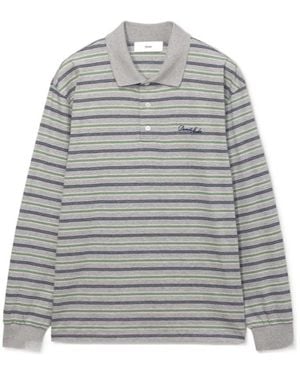 DUNST Multi-coloured Striped Collared Polo Shirt - Grey