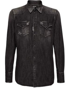 DSquared² Distressed Denim Shirt - Black