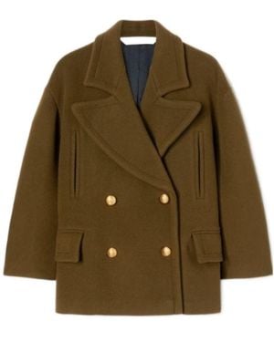 Palm Angels Palm Embroidered Drop Shoulder Coat - Green