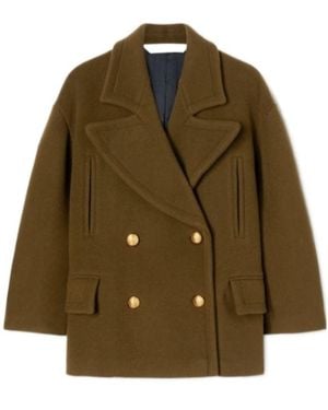 Palm Angels Palm Embroidered Drop Shoulder Coat - Green