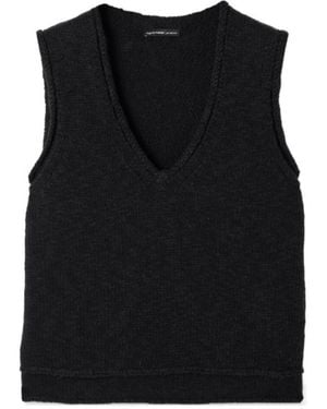 James Perse Ribbed Cotton And Linen-Blend Tank - Black