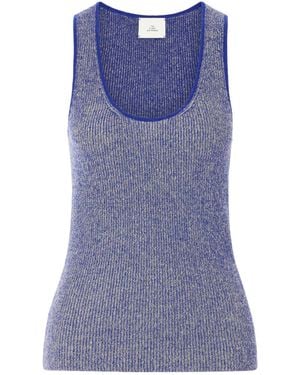 The Elder Statesman Marl Knitted Cashmere Tank - Blue