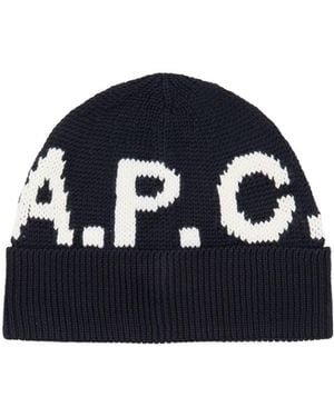 A.P.C. Logo Beanie - Blue