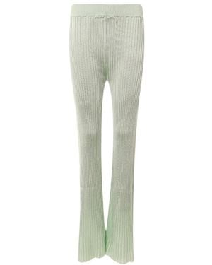 Jil Sander High-Waisted Ribbed-Knit Pants - Green
