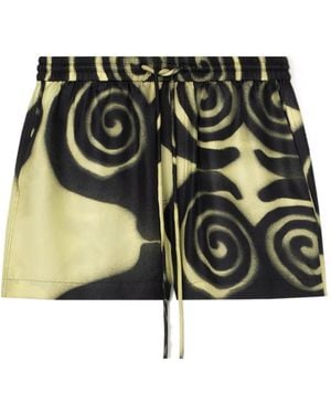 Nanushka Amil Spiral-Print Silk Shorts - Multicolor