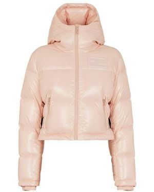 Fendi Cropped Zip-Up Padded Jacket - Pink