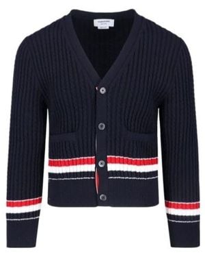 Thom Browne Striped Ribbed Cardigan - Blue