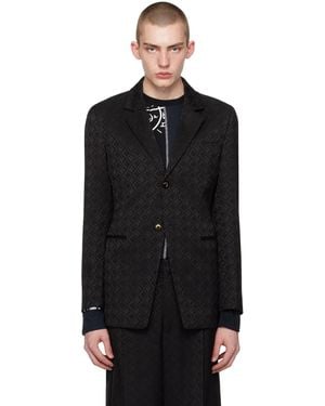 Marine Serre Moon Diamant Jacquard Blazer - Black