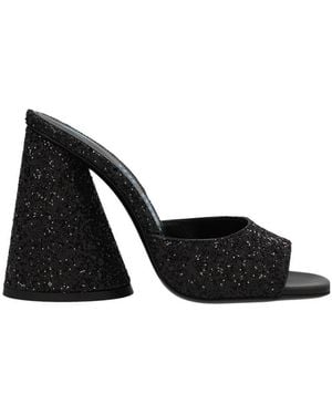 The Attico The Logo Printed Slip-On Sandals - Black