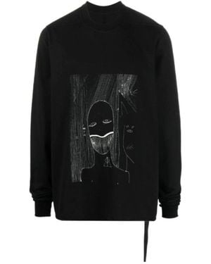 Rick Owens Graphic-Print Crew Neck Sweatshirt - Black
