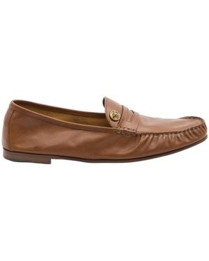 Versace Medusa Ruched Loafers - Brown