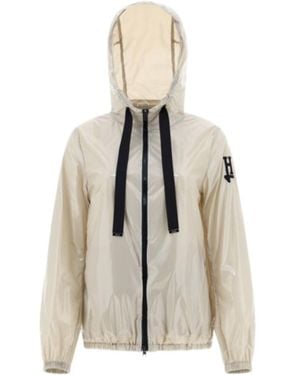 Herno Logo-Patch Zipped Hooded Jacket - White