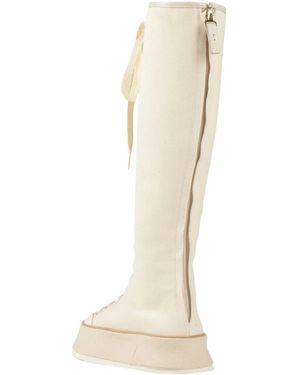 Max Mara Platform Canvas Boots - White