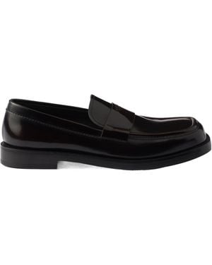 Prada Brushed Leather Loafers - Black