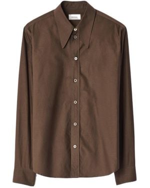 Lemaire Pointed Collar Button-Up Shirt - Brown