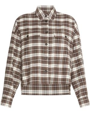 Weekend by Maxmara Checked Flannel Shirt - Gray