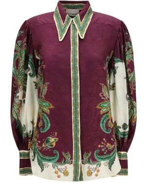 ALÉMAIS Ruthie Balloon-Sleeve Silk-Blend Shirt - Multicolour
