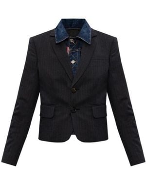 DSquared² Tailored Denim-Trim Blazer - Blue