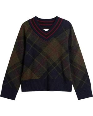 Barbour V-Neck Striped Knit Sweater - Black