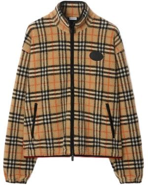 Burberry Checked Zip-Up Fleece Jacket - Metallic