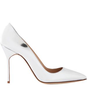 Manolo Blahnik Metallic Leather Court Shoes - White
