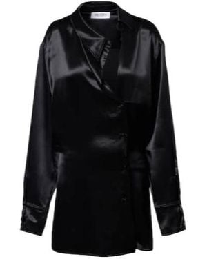 The Attico Satin Shirt Dress - Black
