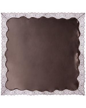 Magda Butrym Lace-Trimmed Silk Satin Scarf - Brown