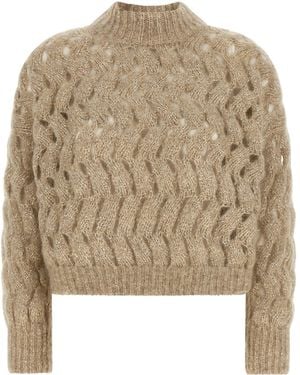 Brunello Cucinelli 'Dazzling Waves' Jumper - Natural