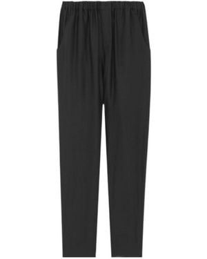 Saint Laurent High Waist Straight Leg Trousers - Black